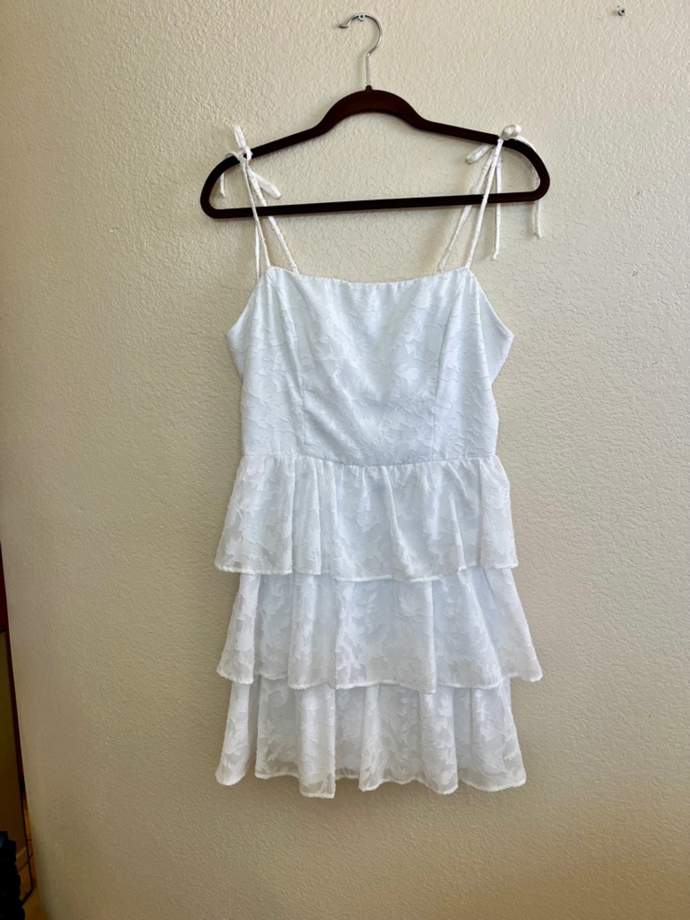 next White Lace layered Dress with Textured Detail in size L